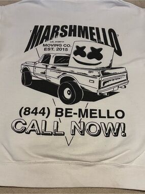 Men’s Marshmello “Call Now” White Hoodie – Men’s Small